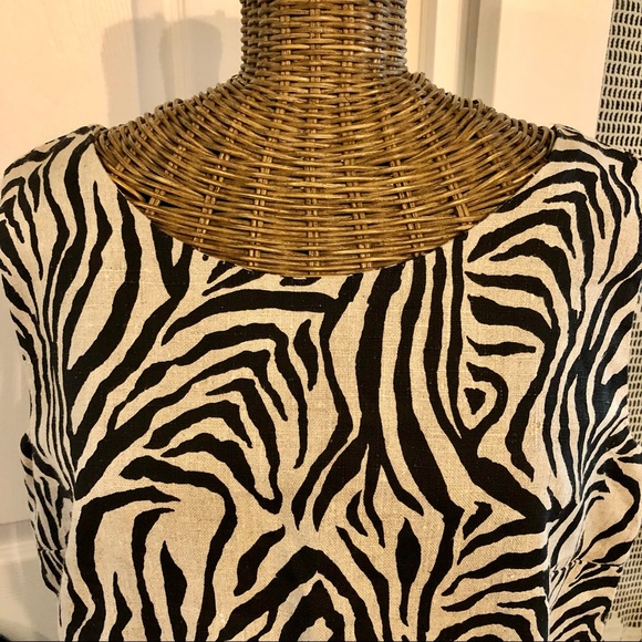 Unique Zebra Print , Heavy Raw Linen Dres, Sz M - Picture 3 of 12